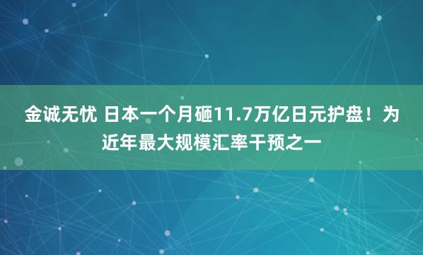 金诚无忧 日本一个月砸11.7万亿日元护盘！为近年最大规模汇率干预之一